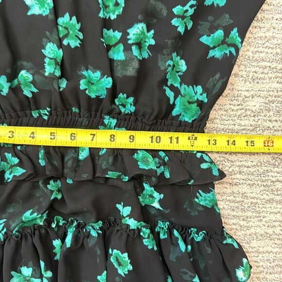 New MISA LOS ANGELES LOLITA Mini DRESS Small Emerald Green Black Floral Revolve - Picture 11 of 16